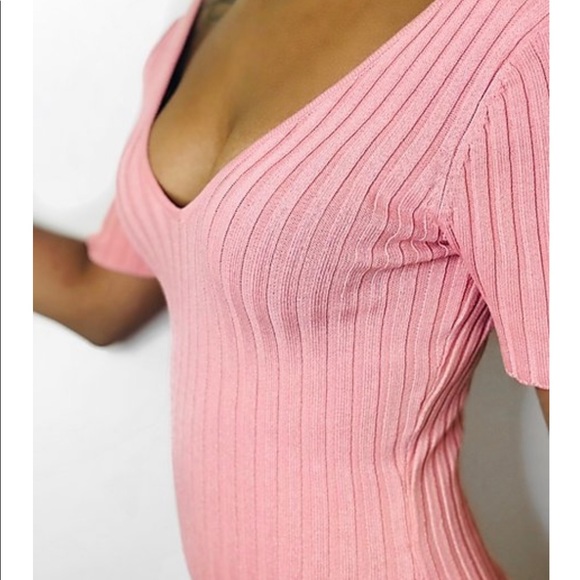 Pink Ribbed Mini Dress - Picture 2 of 2